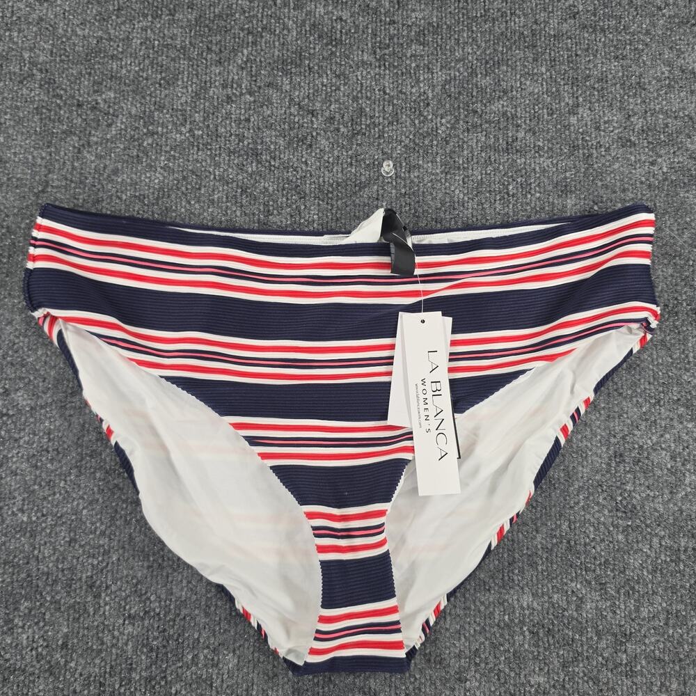 La Blanca Women's 16W Navy Red White Striped Bikini Bottom Plus Size Swimwear